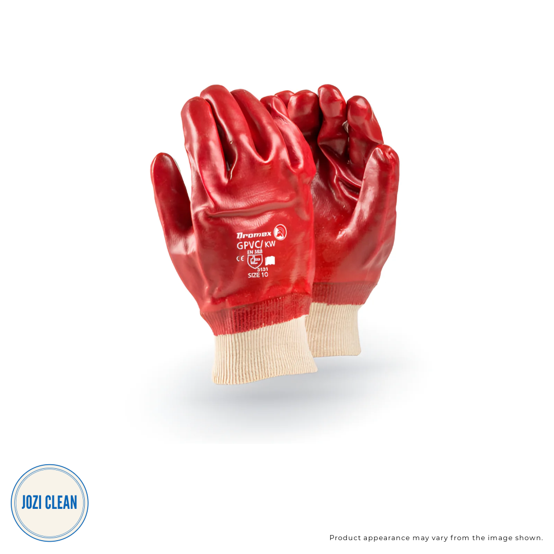 PVC Short Gloves with Knitted Wrists (Pair)