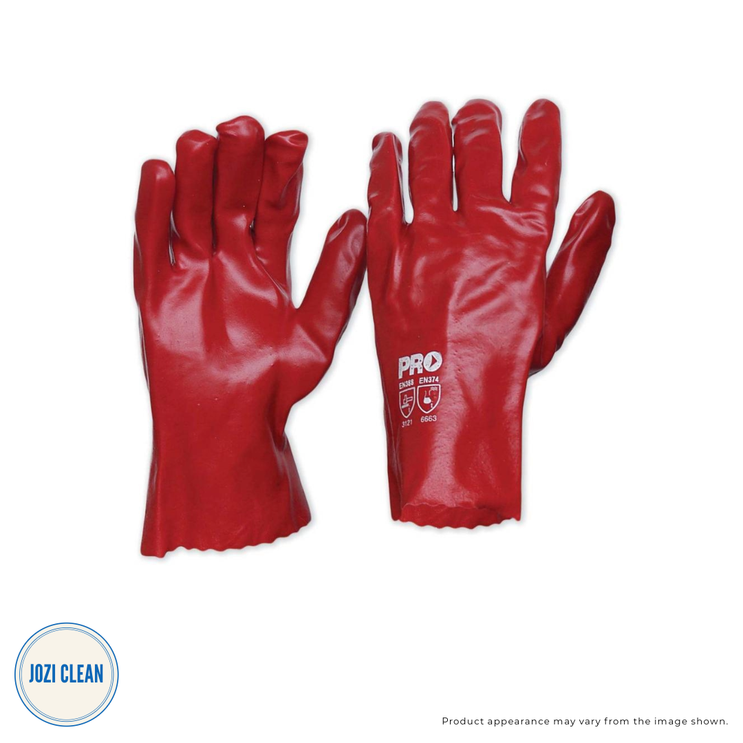 PVC Red Short Gloves – Open Cuff – 27cm (Pair)